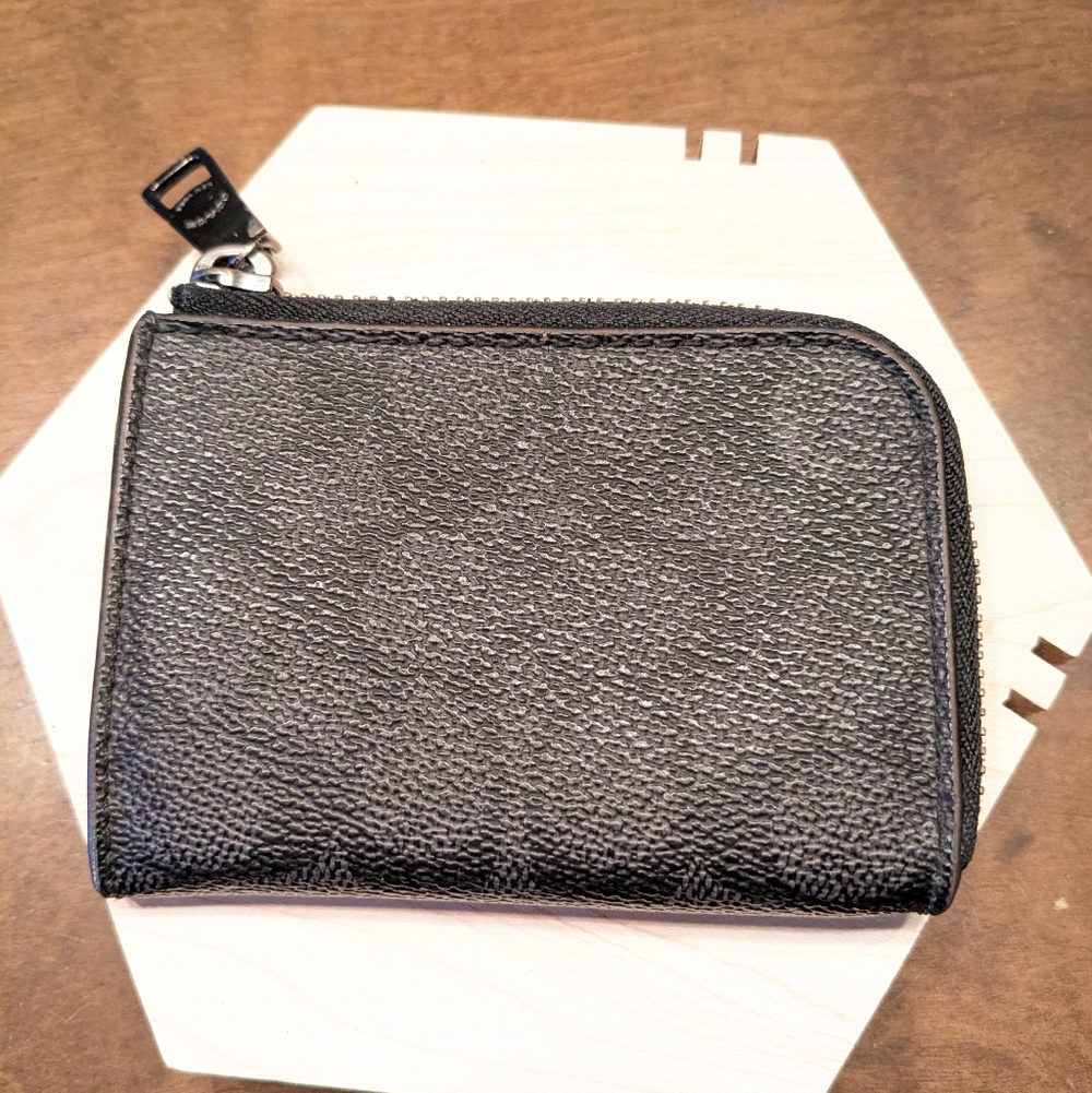Coach Signature Logo Leather Zip Wallet